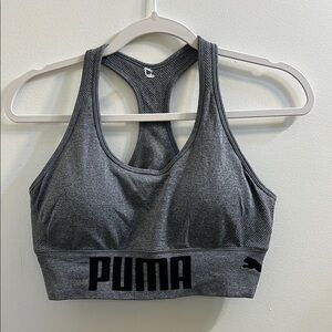 Puma Gray Sports Bra Medium Support Moisture-Wicking